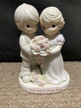 Precious moments #129097 love vows to always bloom wedding figurine 1995